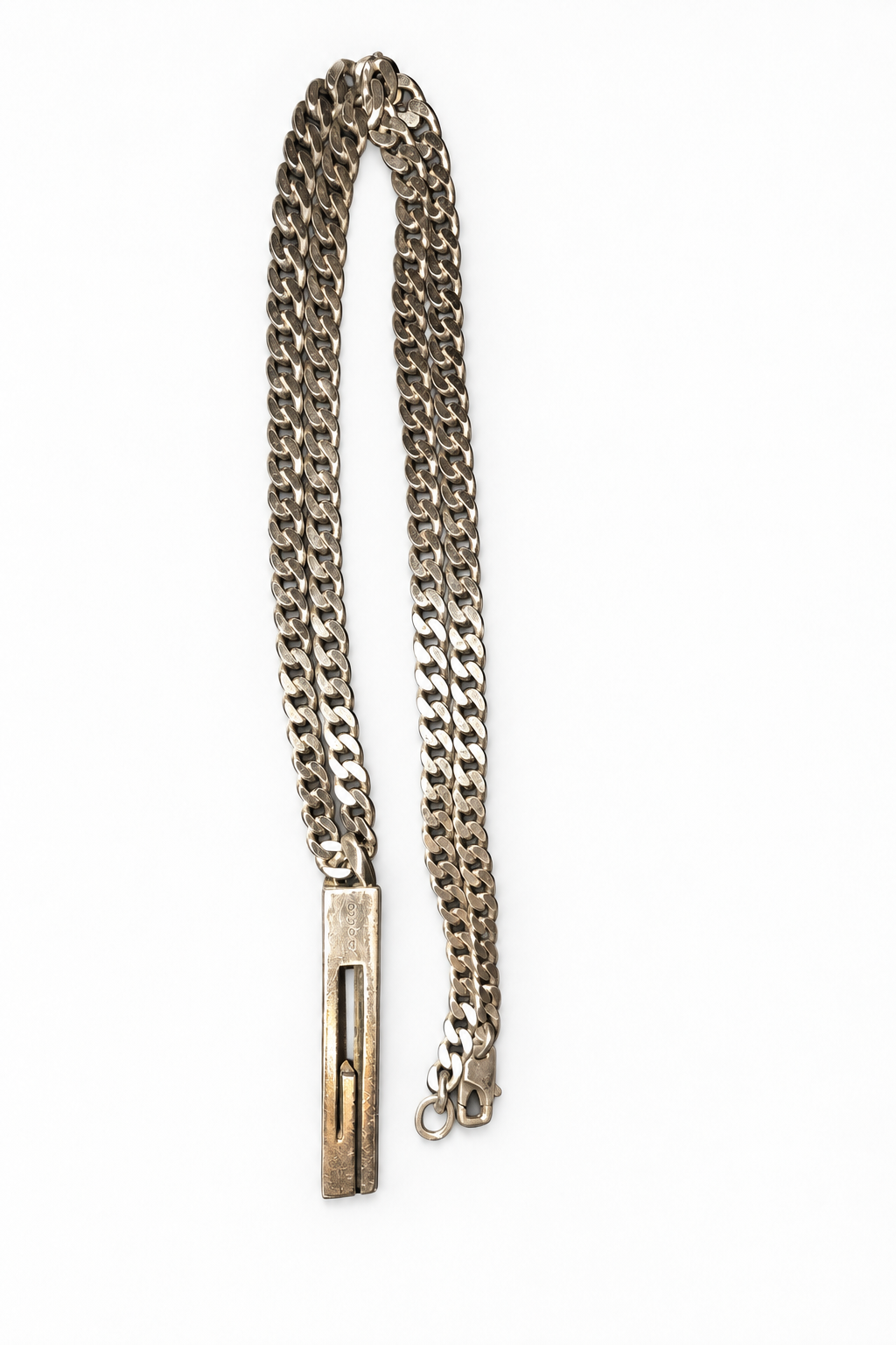 Gucci 925 Sterling Silver G Pendant Necklace – Gunmetal Finish, 20 Inches