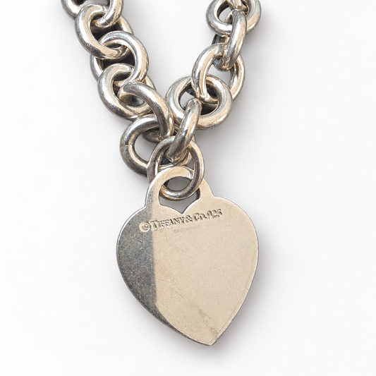 Tiffany & Co. Return to Tiffany Heart Tag Necklace, 925 Sterling Silver, 16 Inch, 70g