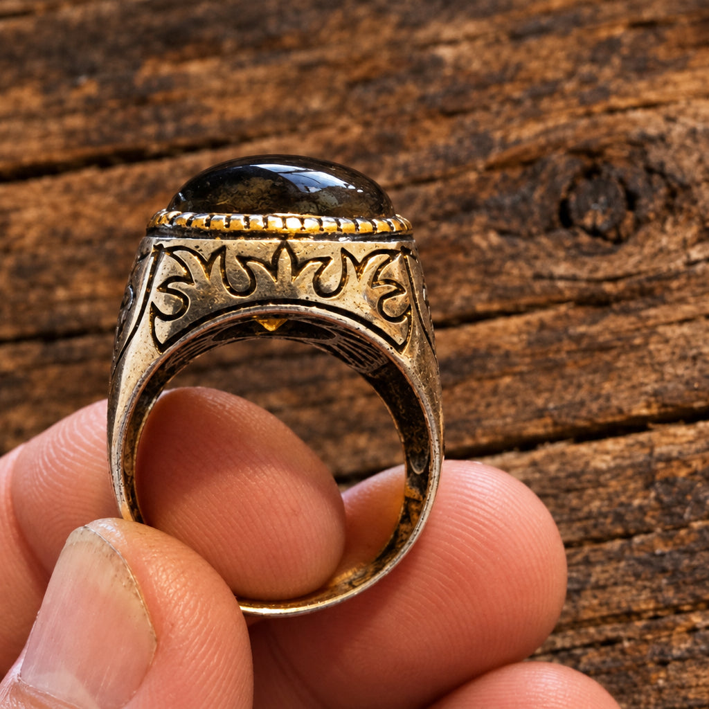 Large Yellow Topaz Signet-Style Ring – Size U–U½