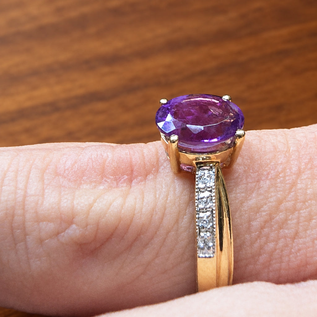 9ct Gold Amethyst Ring – Size Pchange t
