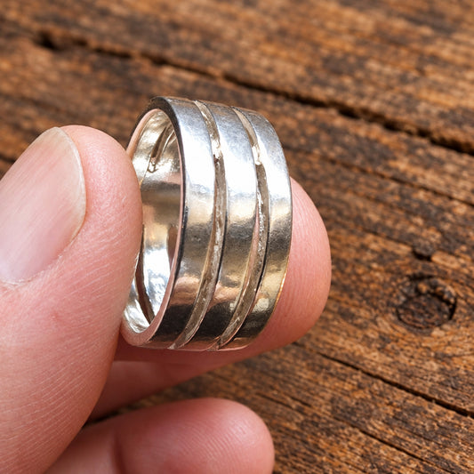 925 Sterling Silver Grooved Band Ring – Size K½–L