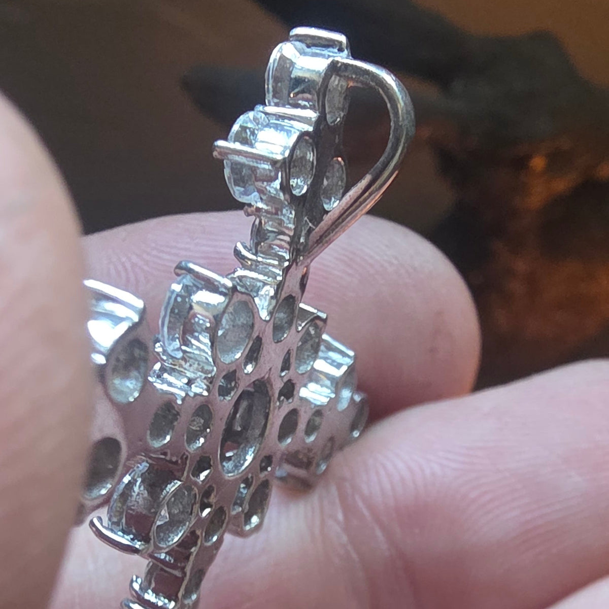 925 Sterling Silver Diamanté Cross Pendant
