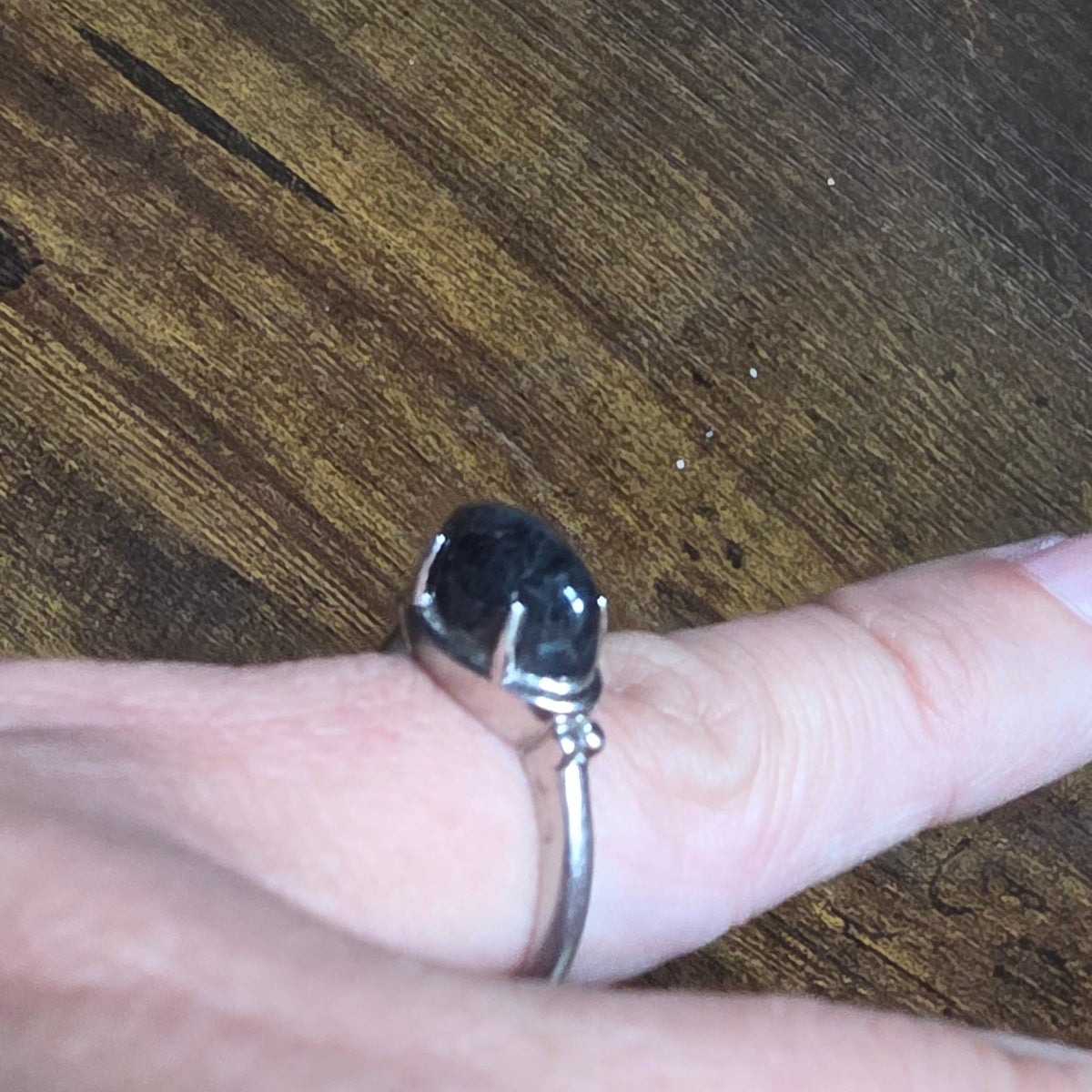 Black Agate 925 Silver Ring – Size L½