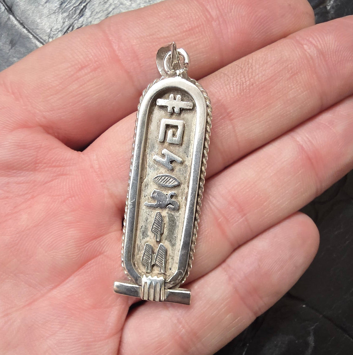 Vintage Silver Egyptian Cartouche Pendant