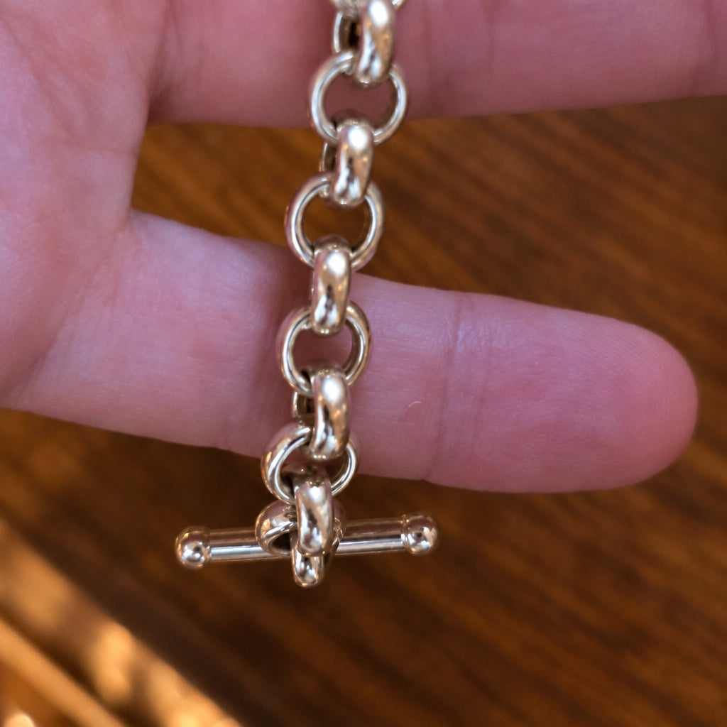 Italian 925 Silver Anchor Link Bracelet with T-Bar Clasp