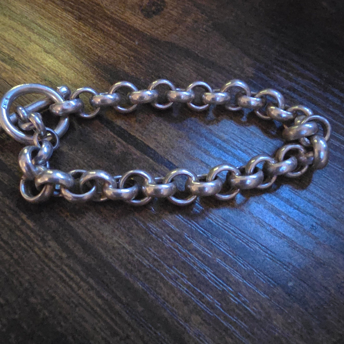 Italian 925 Silver Anchor Link Bracelet with T-Bar Clasp