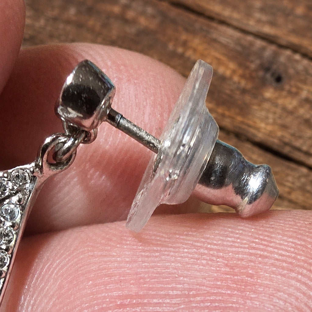 French Silver Cut Glass & Crystal Drop Earrings