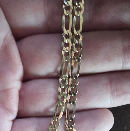 Gold-Plated 925 Sterling Silver Figaro Chain – 20 Inches