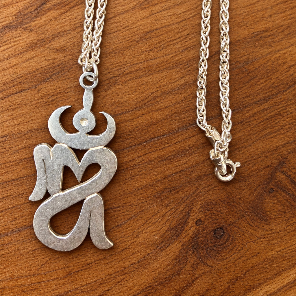 925 Silver OM Pendant with Wheat Chain