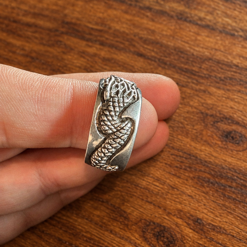 925 Sterling Silver Dragon Ring – Size U