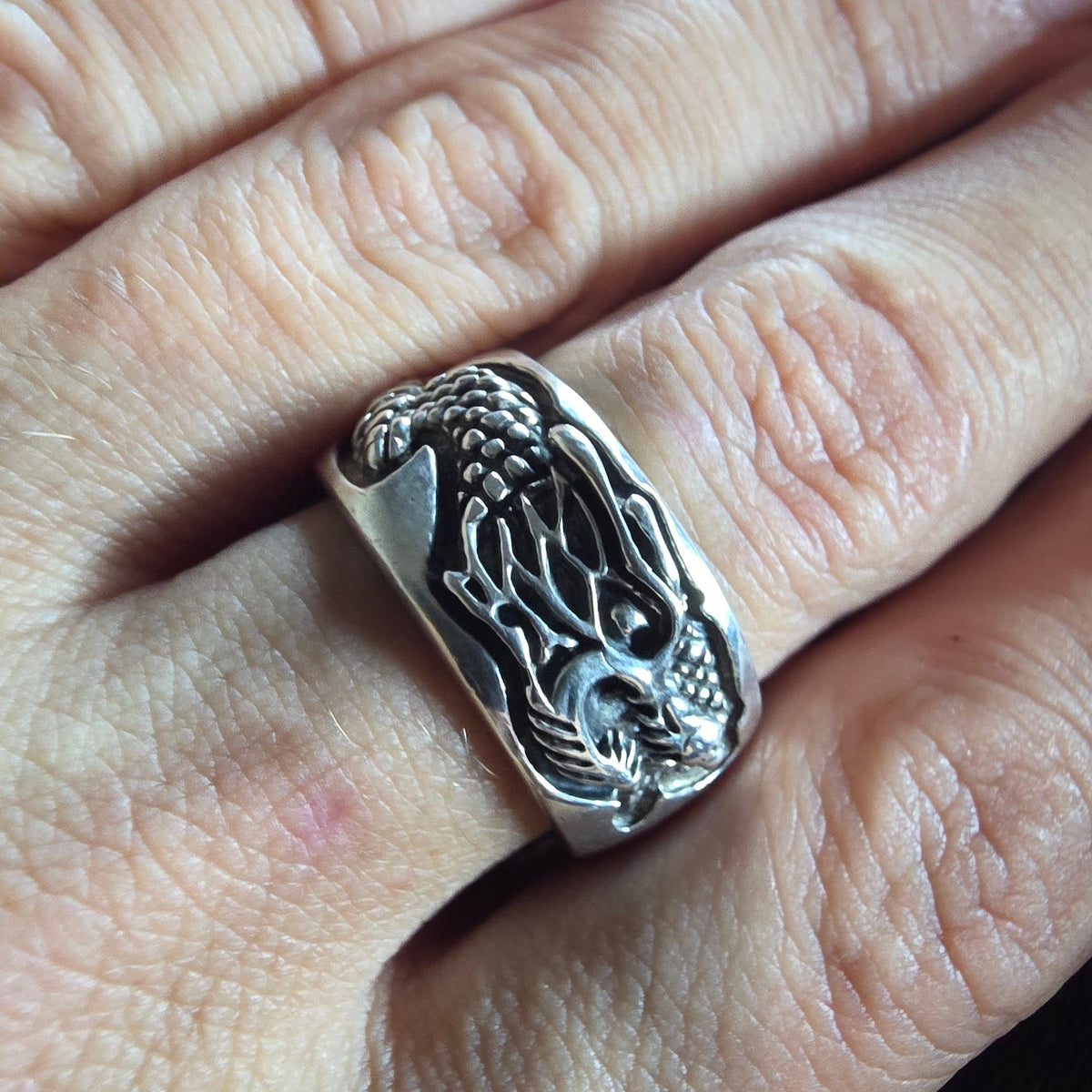925 Sterling Silver Dragon Ring – Size U