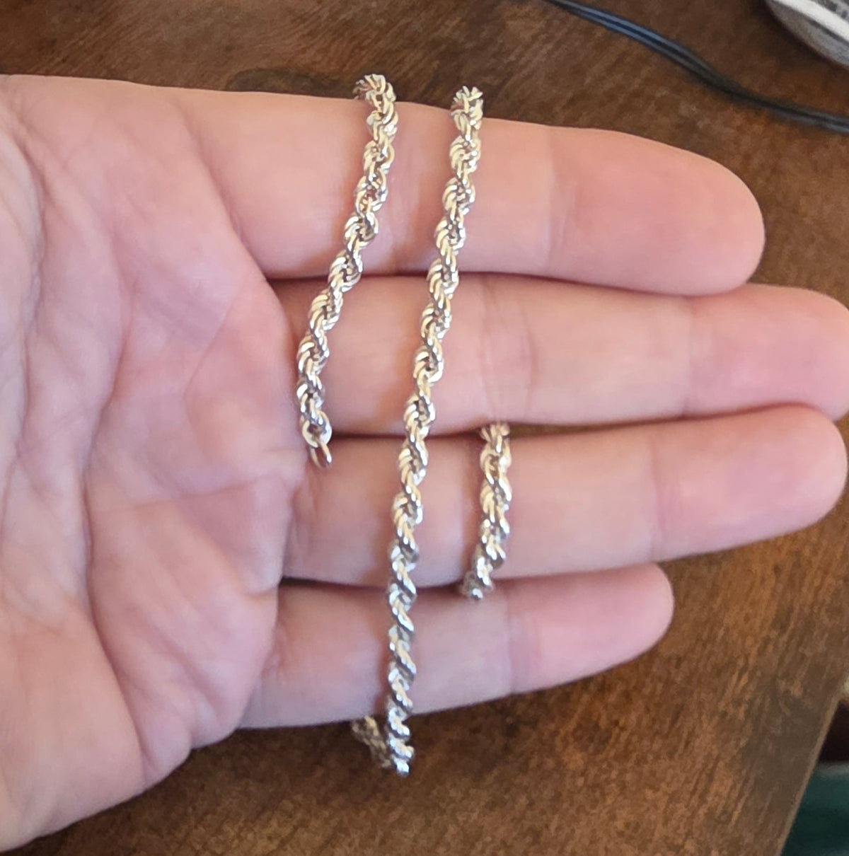 925 Sterling Silver Twisted Rope Chain Necklace – 18¾ Inches