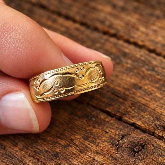 Berger Brothers Engraved Gold Band Ring – Size X–X½
