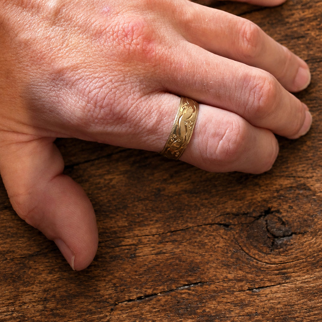 Berger Brothers Engraved Gold Band Ring – Size X–X½
