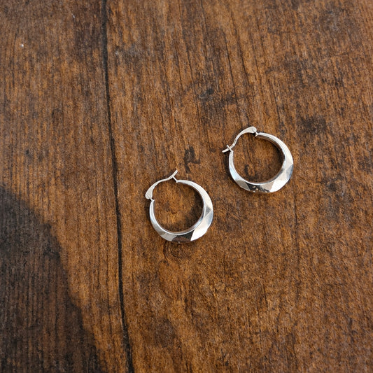 9ct Gold Faceted Tapered Hoop Earrings