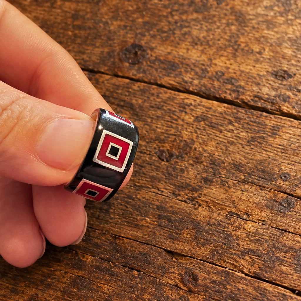 Jorge Revilla Sterling Silver & Geometric Enamel Ring, Size O
