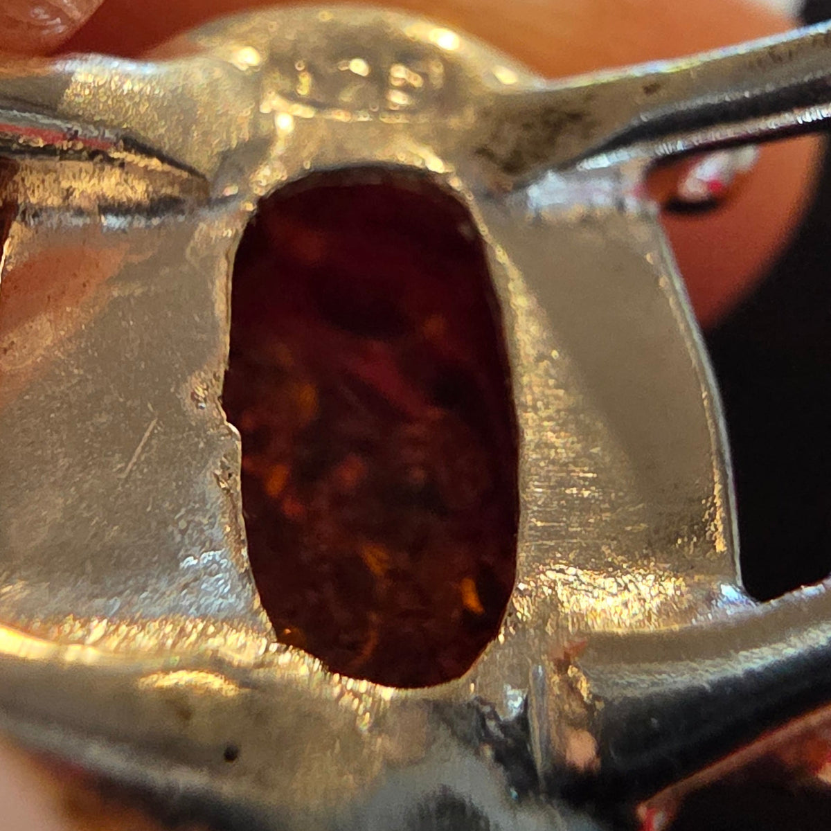 Natural Baltic Amber & Sterling Silver Ring, Size P½