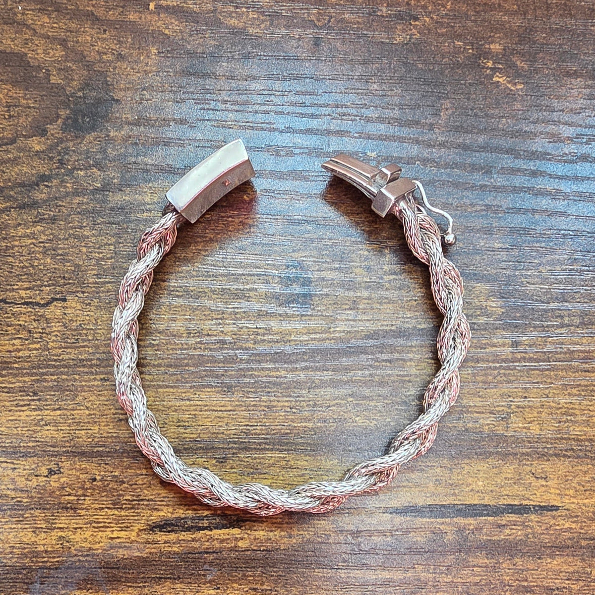 925 Silver Braided Wheat Chain Bracelet – 24g