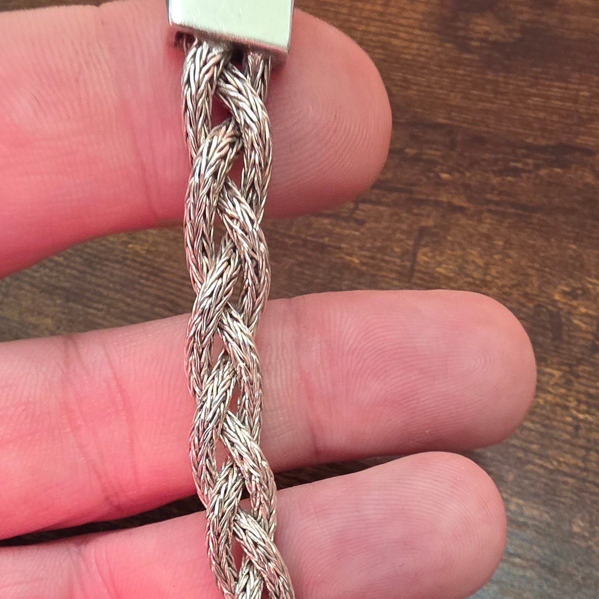 925 Silver Braided Wheat Chain Bracelet – 24g