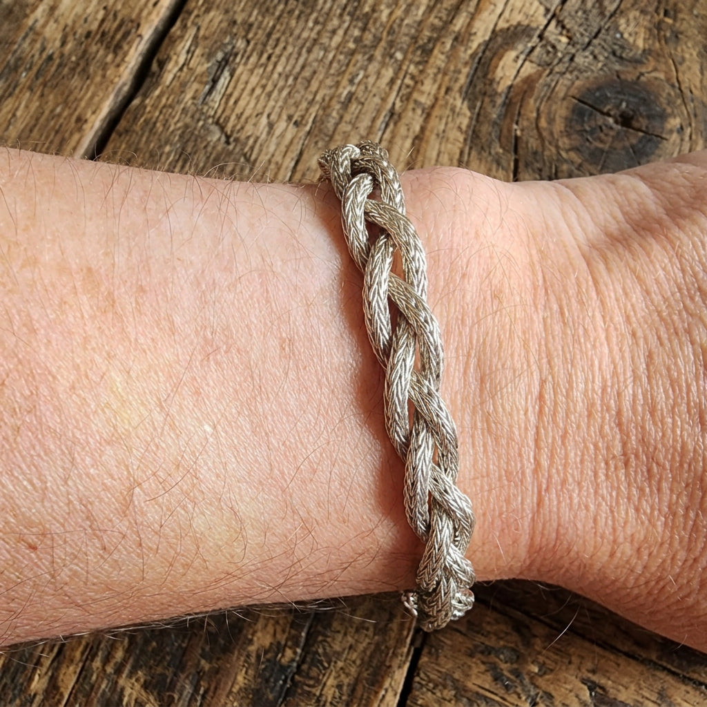 925 Silver Braided Wheat Chain Bracelet – 24g