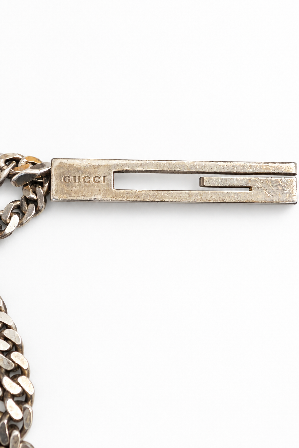 Gucci 925 Sterling Silver G Pendant Necklace – Gunmetal Finish, 20 Inches