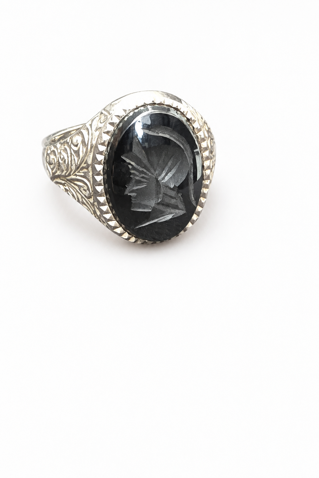 925 Silver Black Onyx Intaglio Signet Ring – Size U
