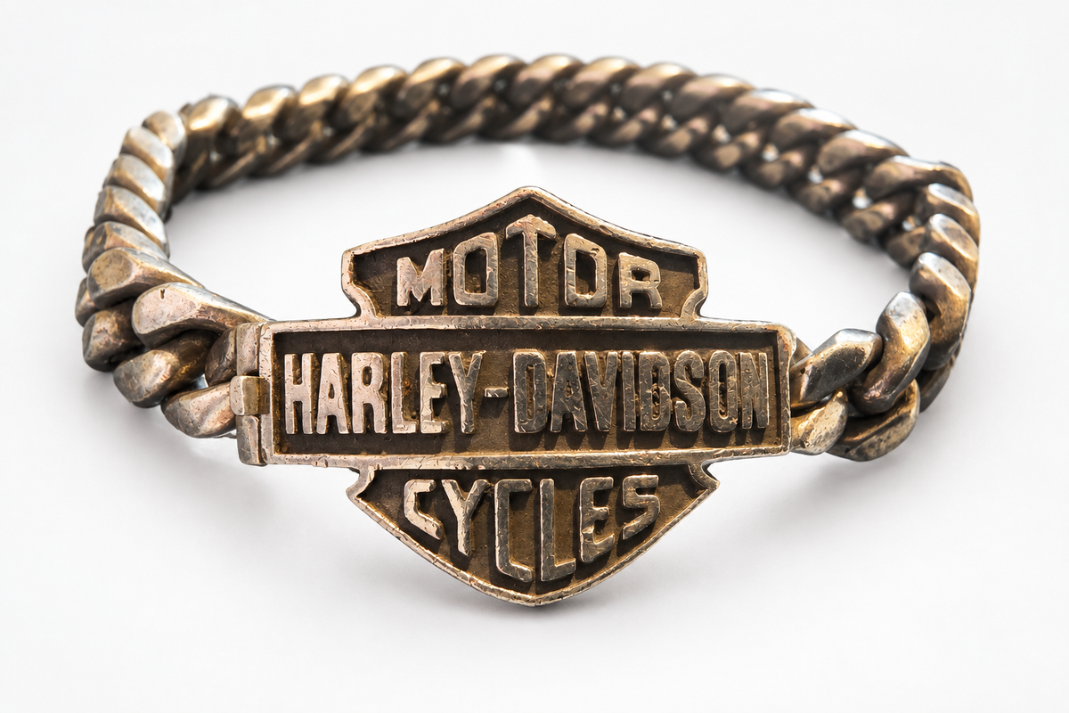 Vintage Harley-Davidson 925 Silver Bracelet, 8.5 Inches