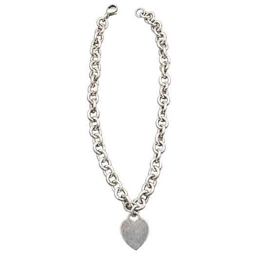 Tiffany & Co. Return to Tiffany Heart Tag Necklace, 925 Sterling Silver, 16 Inch, 70g