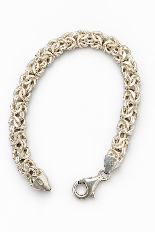925 Silver Byzantine Bracelet – 7.5 Inches