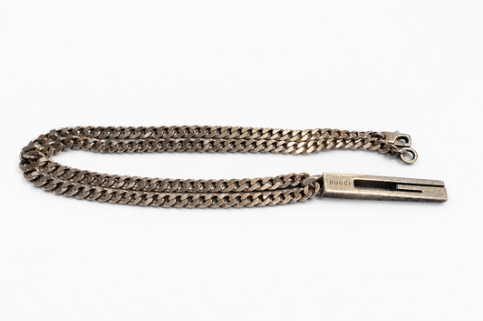 Gucci 925 Sterling Silver G Pendant Necklace – Gunmetal Finish, 20 Inches