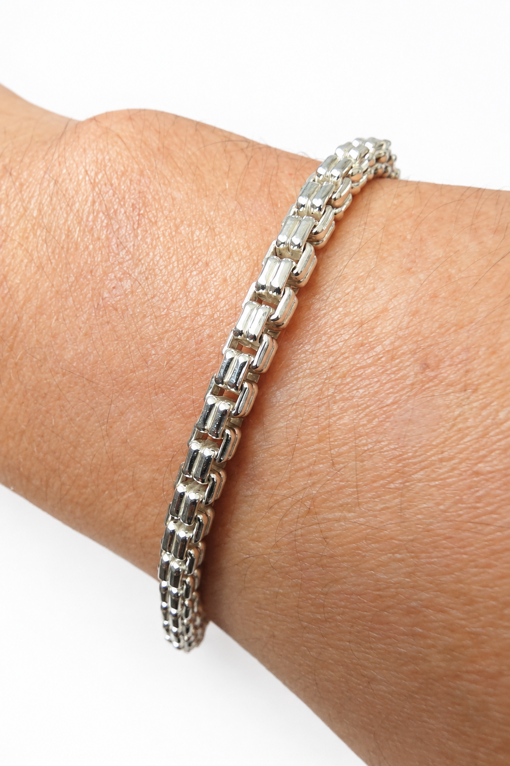 925 Silver Square Byzantine Bracelet – 7.5 Inches