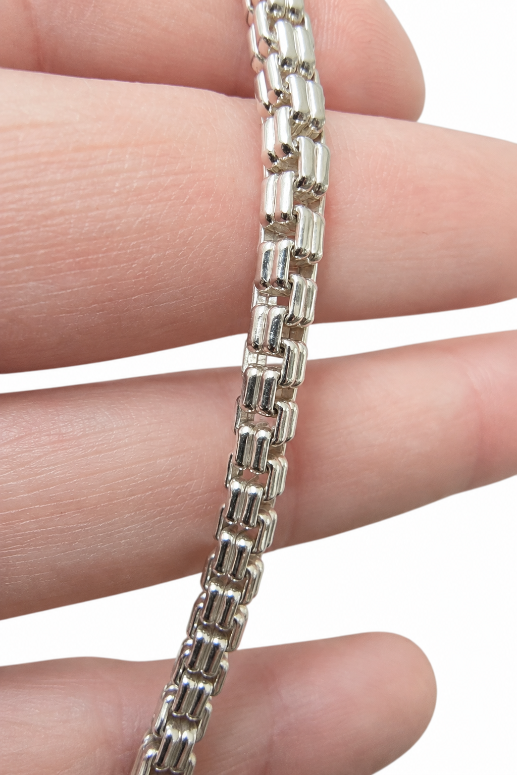925 Silver Square Byzantine Bracelet – 7.5 Inches