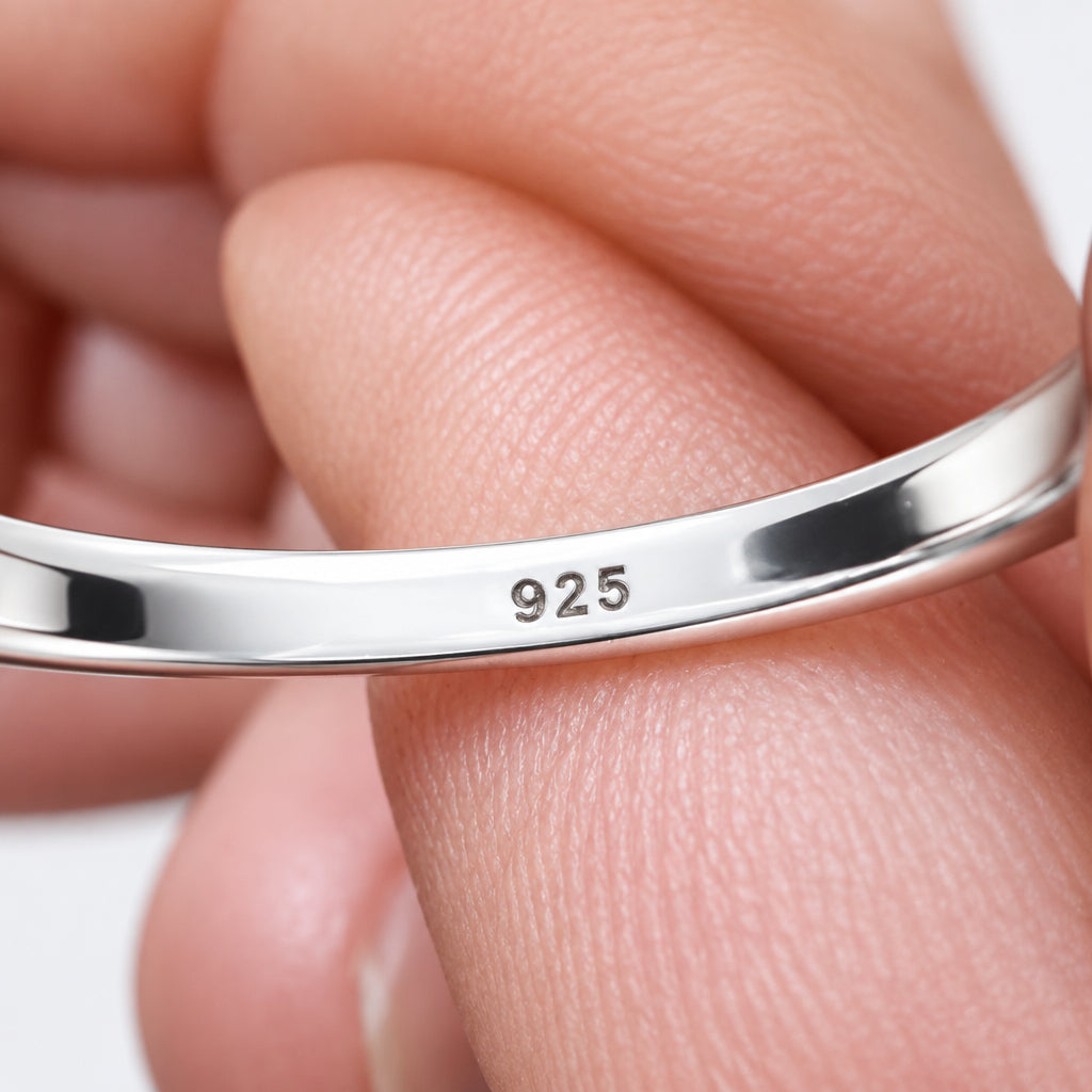 925 Silver Black Stone Coffin Ring – Size R