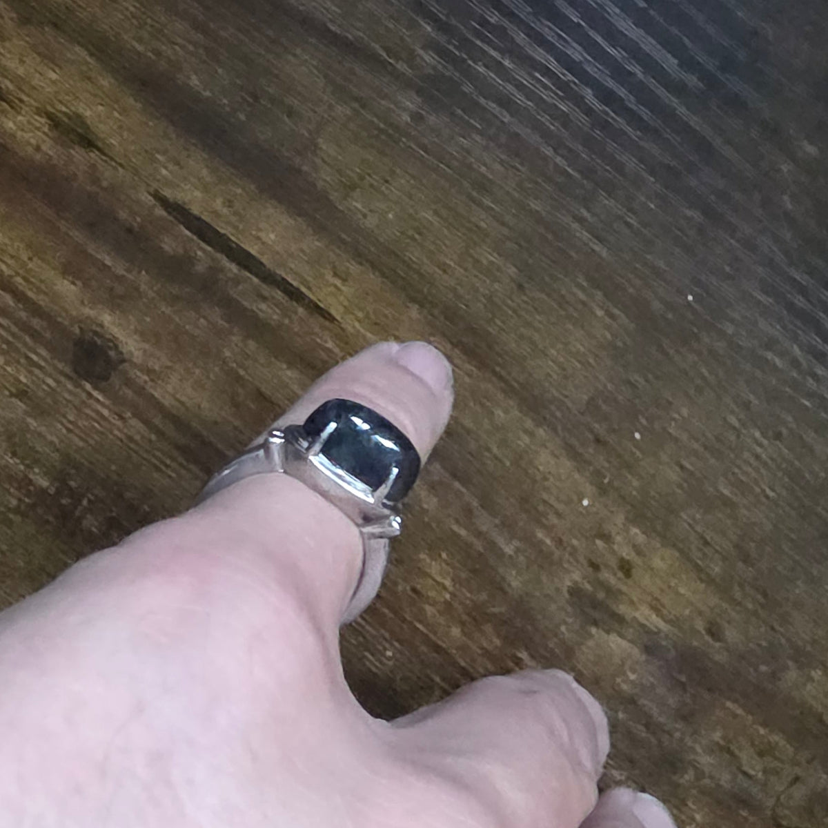 Black Agate 925 Silver Ring – Size L½